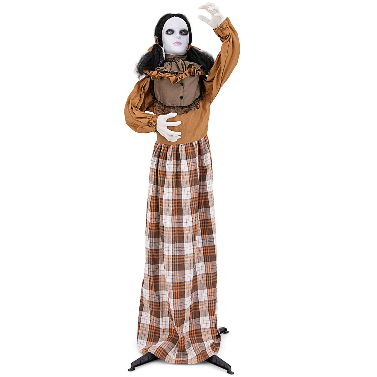 Mujer Embrujada Animatrónica de Halloween con Cabeza Sorpresa y Botón de Control