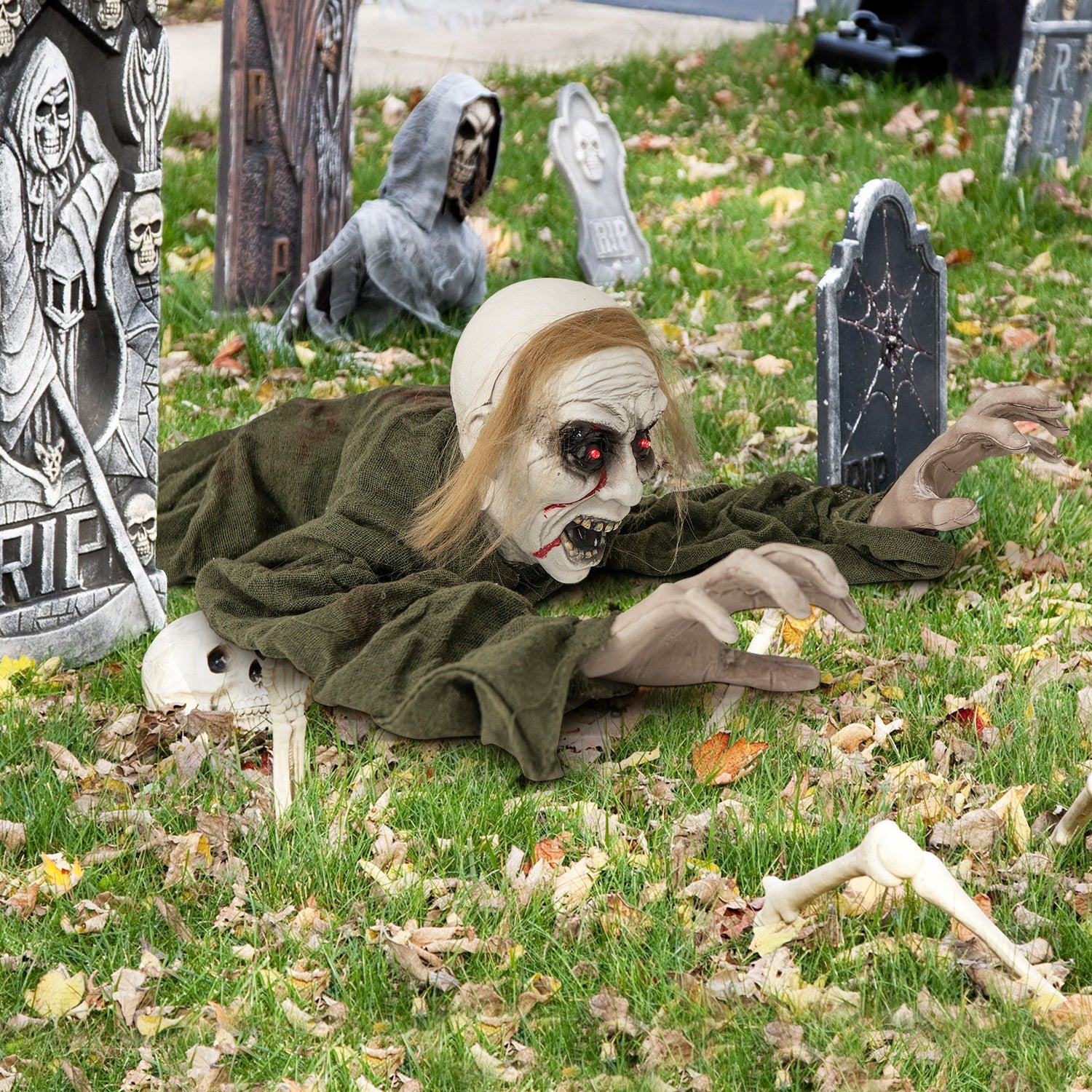 Zombie Trepador de Halloween con Ojos Luminosos y Sonido Terrorífico