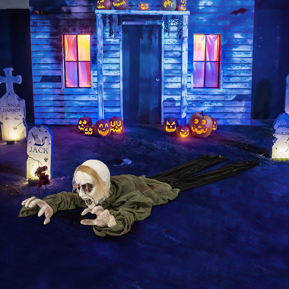 Zombie Trepador de Halloween con Ojos Luminosos y Sonido Terrorífico