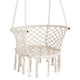 Hammock Chair Macrame Swing Hanging Cotton Rope Chair-Beige