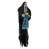Decoración Colgante de Halloween Bruja con Niña Fantasma Sonido Activado y Sonidos Espeluznantes