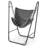 Sillón Colgante con Estructura Metálica Reforzada y Bolsillo Lateral - Gris