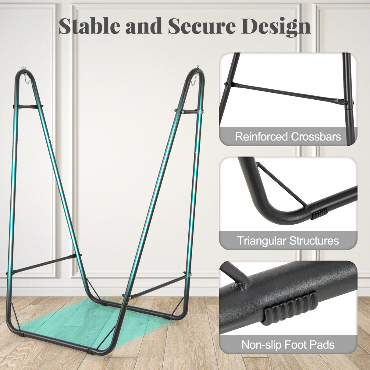 Sillón Colgante con Estructura Metálica Reforzada y Bolsillo Lateral - Gris