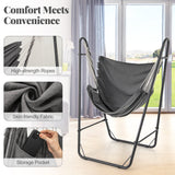 Sillón Colgante con Estructura Metálica Reforzada y Bolsillo Lateral - Gris