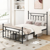 Base de cama de metal de alta resistencia con cabecero, tamaño matrimonial/queen/individual