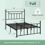 Base de cama de metal de alta resistencia con cabecero, tamaño matrimonial/queen/individual