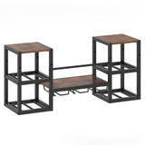 Botellero de Pared Resistente con Soporte para Copas Marco de Metal Capacidad para 8 Botellas - Marrón Rústico
