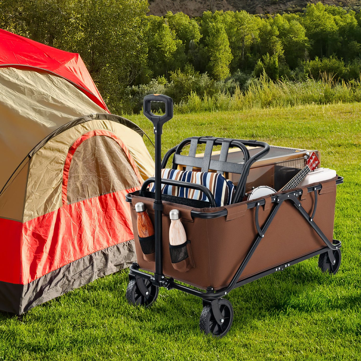 Carro plegable con mango ajustable