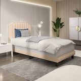Heavy Duty Upholstered Bed Frame with Rivet Headboard