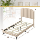 Heavy Duty Upholstered Bed Frame with Rivet Headboard