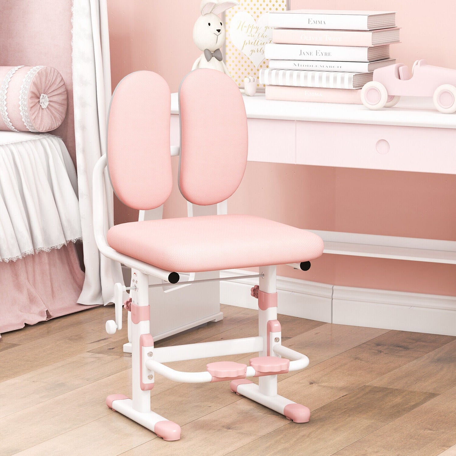 Silla de estudio ergonómica para niños con altura regulable y doble respaldo