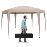 Carpa Hexagonal Plegable de 13 x 11.5 pies, Altura Ajustable, con Patas Vestidas - Caqui