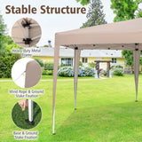 Carpa Hexagonal Plegable de 13 x 11.5 pies, Altura Ajustable, con Patas Vestidas - Caqui