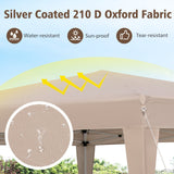 Carpa Hexagonal Plegable de 13 x 11.5 pies, Altura Ajustable, con Patas Vestidas - Caqui