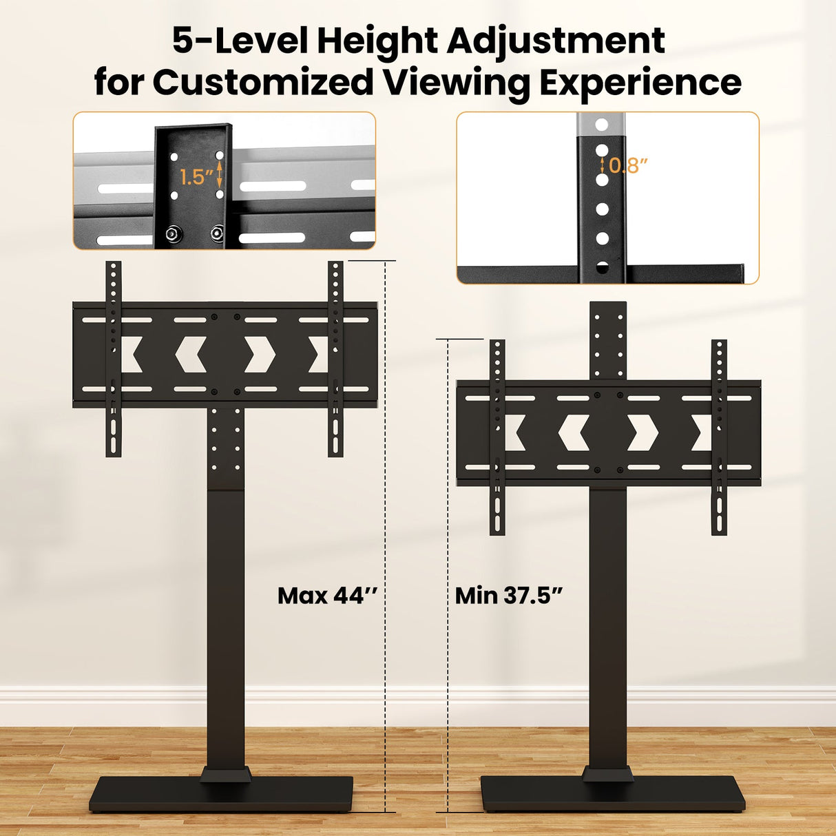 Height Adjustable Floor TV Stand with AV Shelf for 32-70 Inch TVs