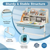 Height Adjustable Kids Study Desk with Tilt Desktop for 3-12 Years Old
