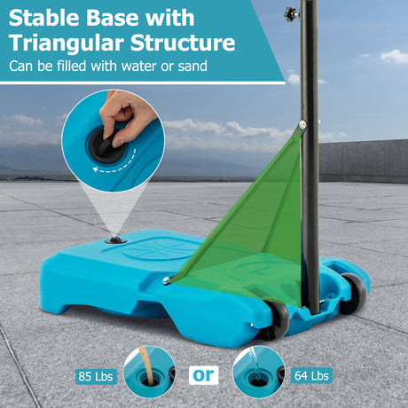 Canasta de baloncesto de piscina de altura ajustable de 3.8 a 4.4 pies para niños, adolescentes y adultos - Azul