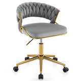 360¬∞ Height Adjustable Swivel Upholstered Desk Computer Chair with Hand-woven Back