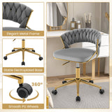 360¬∞ Height Adjustable Swivel Upholstered Desk Computer Chair with Hand-woven Back