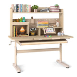 Height Adjustable Writing Table with Tilt Desktop and Retractable Book Stand-Yellow