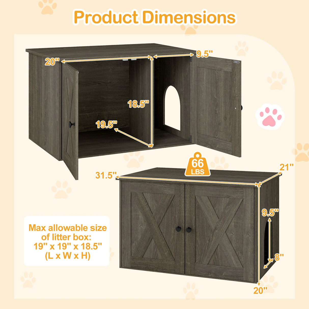 Mueble para arenero de gato oculto con separador - Roble