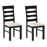 Juego de 2 sillas de comedor de respaldo alto con asiento acolchado - Negro