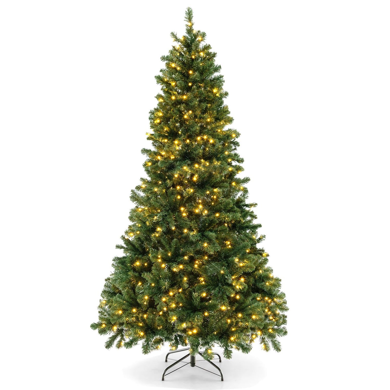 6/7/8 Feet Hinged Christmas Tree with PVC Branch Tips Warm White LED Lights