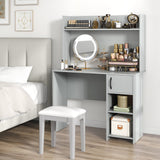 Escritorio de oficina en casa con estante elevado para pantalla y 2 estantes abiertos