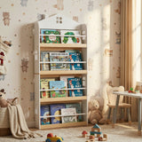 House-Shaped Kids Bookshelf with Anti-falling Baffles-White