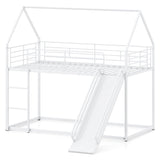 House-shaped Metal Twin Over Twin Low Bunk Bed-Black