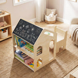 Juego de Mesa y Sillas de Madera con Forma de Casita para Niños con Actividades - Natural