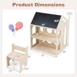 Juego de Mesa y Sillas de Madera con Forma de Casita para Niños con Actividades - Natural