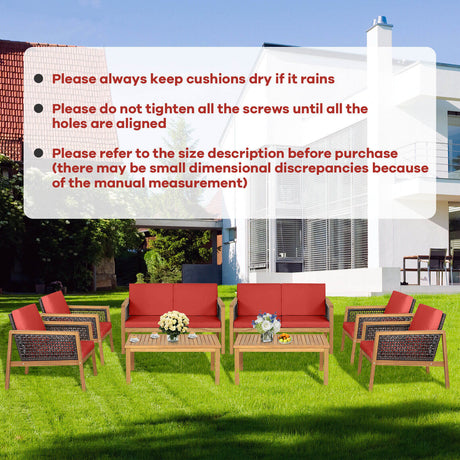 Juego de muebles de ratán para patio de 4 piezas con cojines extraíbles