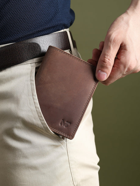 Billetera de cuero de búfalo para hombre - Vertical