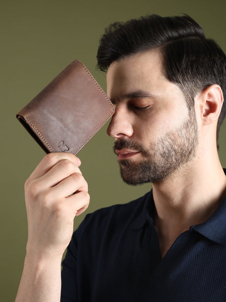 Billetera de cuero de búfalo para hombre - Vertical