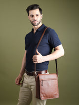 Bolso bandolera de cuero para viajes y trabajo