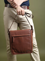 Bolso bandolera de cuero para viajes y trabajo
