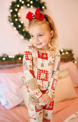 Pijama de Navidad de bambú con retazos navideños - Conjunto de 2 piezas