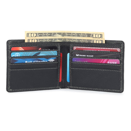 Billetera de cuero texturizado negro para hombre