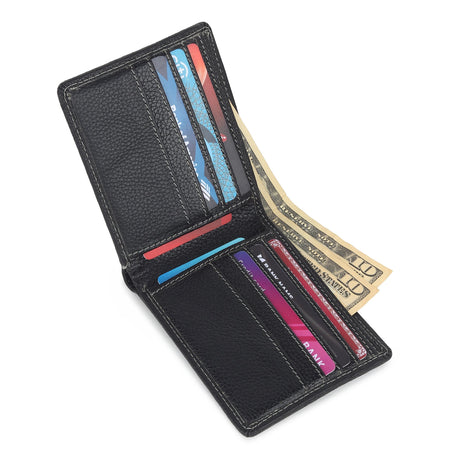 Billetera de cuero texturizado negro para hombre