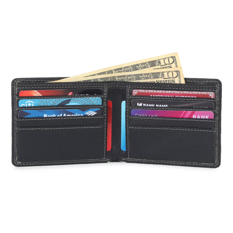 Billetera de cuero texturizado negro para hombre