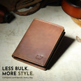 Billetera de cuero de búfalo para hombre - Vertical
