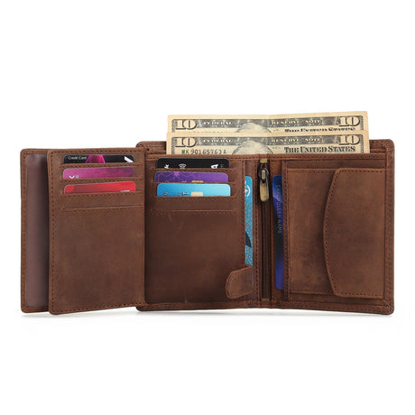 Billetera de cuero de búfalo para hombre - Vertical