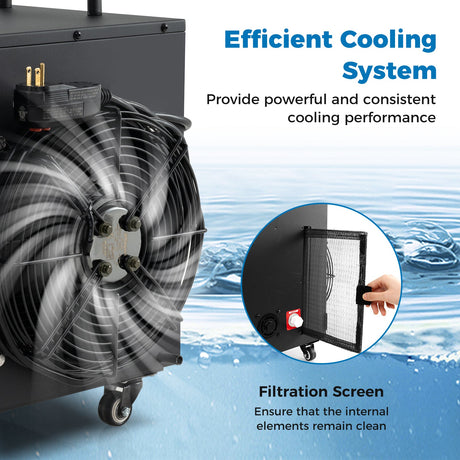 Enfriador de agua para baño de hielo de 4/5 HP para tinas de inmersión fría con compresor - Negro