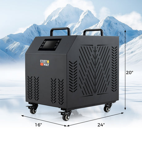 Enfriador de agua para baño de hielo de 4/5 HP para tinas de inmersión fría con compresor - Negro