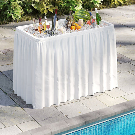 Mesa plegable enfriadora de hielo de 4 pies, mesa con cubo de hielo portátil con fregadero grande - Blanca