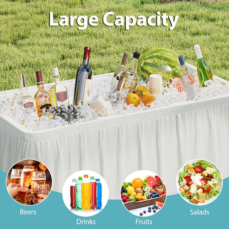 Mesa plegable enfriadora de hielo de 4 pies, mesa con cubo de hielo portátil con fregadero grande - Blanca