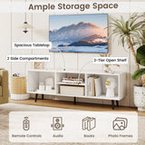 47.5 Inches TV Stand for 55-Inch TV with Compartments and Metal Legs