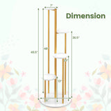 Soporte esquinero de metal para plantas de interior con marco metálico dorado - Blanco