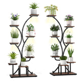 Indoor Plant Stand with Grow Lights 58" Tall 8-Tier Corner Metal Plant Shelf
